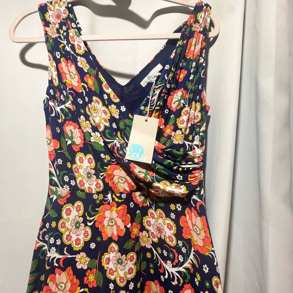 Boden NWT Floral Maxi Dress Navy Wrap Bodice Sleeveless | Spring Summer - Picture 2 of 7